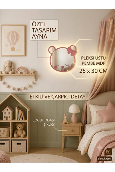 mdmetadesign Renkli Sevimli Ayıcık Pleksi Ayna