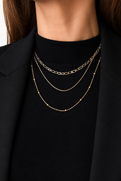 New Obsessions Berlina Multiple Gold Color Chain Necklace Set