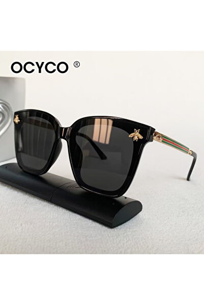 Choice1 black Vintage Square Bee Sunglasses Men Women Luxury Brand Large Fram...