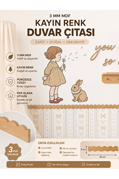 mdmetadesign Kayın Renk Mdf Dekoratif Duvar Çıtası