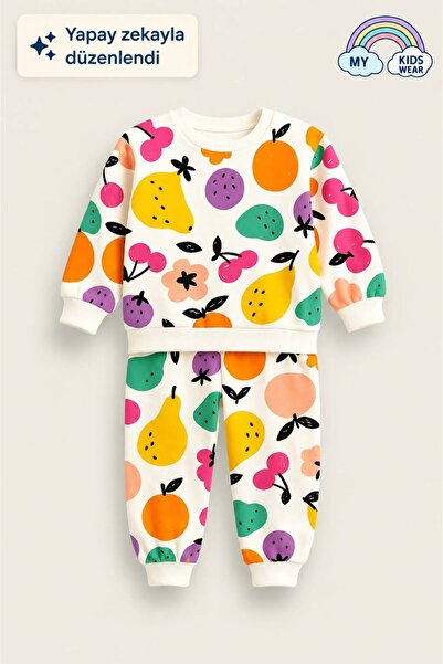 My Kids Wear Kindergarten-Buntes Obstmuster-Seidenset für 2-8 Jahre