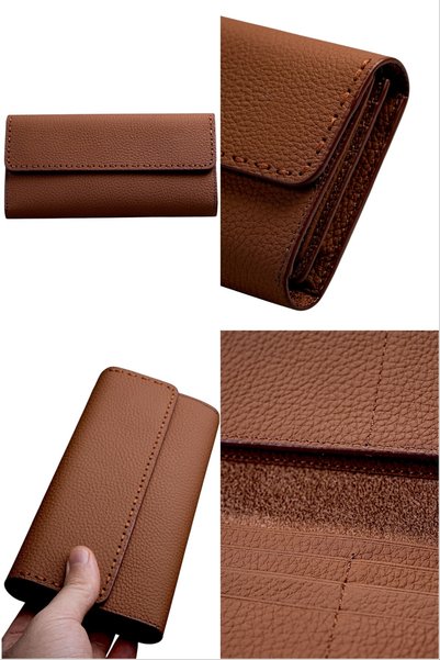 Mimodish Women's 010 Genuine Leather Horizontal Premium Large Size Multi-Compartment Wallet with Plenty of Card Holders and Large Coin Compartment