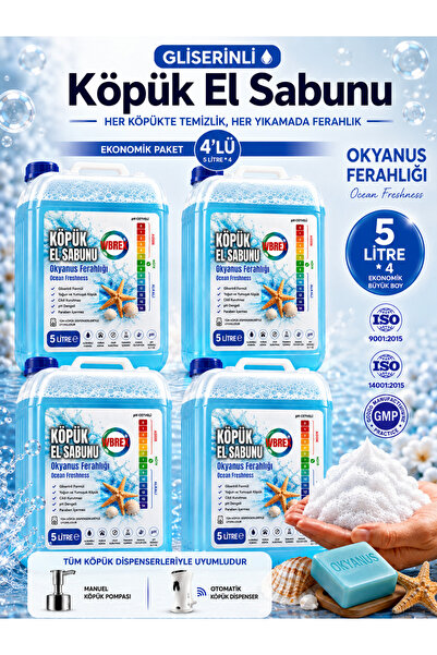 WBREX Gliserinli Köpük Sabun 5 lt * 4 Adet Boy Okyanus Kokulu