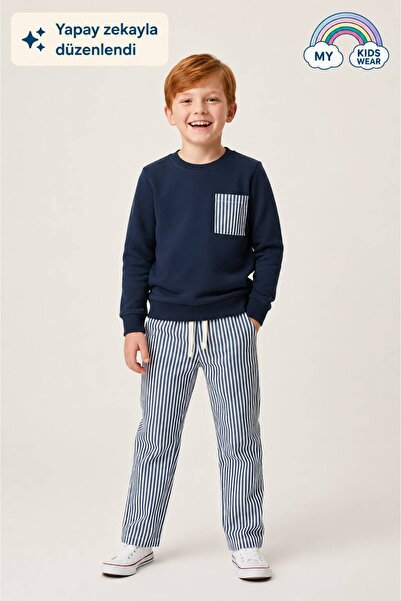 My Kids Wear Boys' Striped Pocket Tracksuit Set 2-10 Years Old