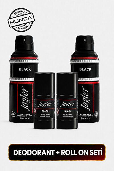 Jagler Deodorant Black Erkek 150ml x2 Adet + Roll-on Black 50 Ml x2 Adet