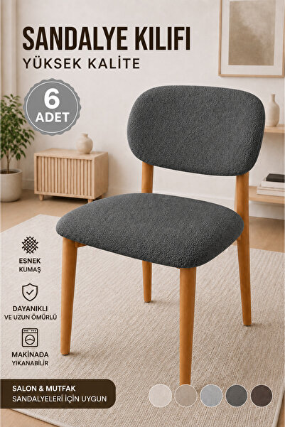 AKBU Sandalye Kılıfı , 6lı paket , Yüksek Kalite Bohem model , Lastikli , Mut...