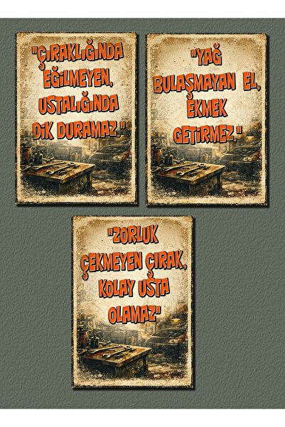 HAYAL ODASI STORE Retro Sanayi Dekorasyon Seti (3 Adet) - Yağ Bulaşmayan El /...