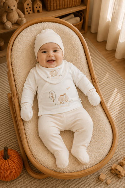 Bebitof Custom Baby Çocuk Hastane Çıkışı Unisex 5 Parça Motorsikletli Yenidoğ...