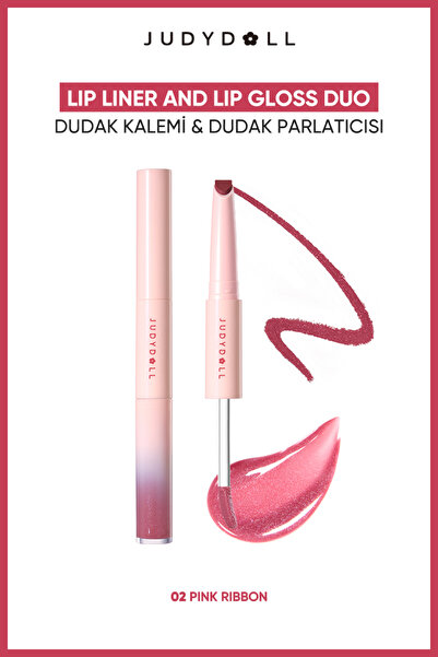 JUDYDOLL Çift Uçlu Dudak Kalemi ve Parlatıcı Lip Liner & Gloss Duo 02 Pink Ri...
