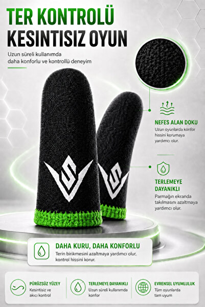 ZOİNCO E-spor Mobil Oyun Parmak Eldivenleri Ultra Iletken Karbon Fiber Kumaş - 1 Çift - 2 Parmaklık