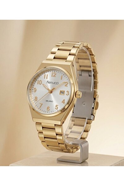 Ferrucci Milano 29 mm Kadın Kol Saati Küçük Kasa Gold Renkli Beyaz Kadran Tak...