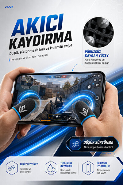 ZOİNCO E-spor Parmak Eldivenleri - Pubg Oyun Eldiveni Ter Geçirmez 1 Çift - 2 Parmaklık