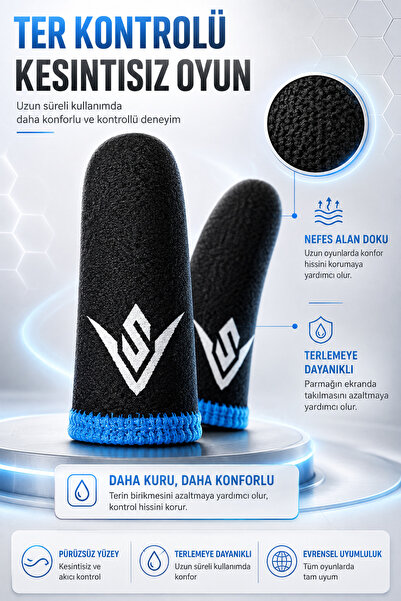 ZOİNCO E-spor Parmak Eldivenleri - Pubg Oyun Eldiveni Ter Geçirmez 1 Çift - 2 Parmaklık
