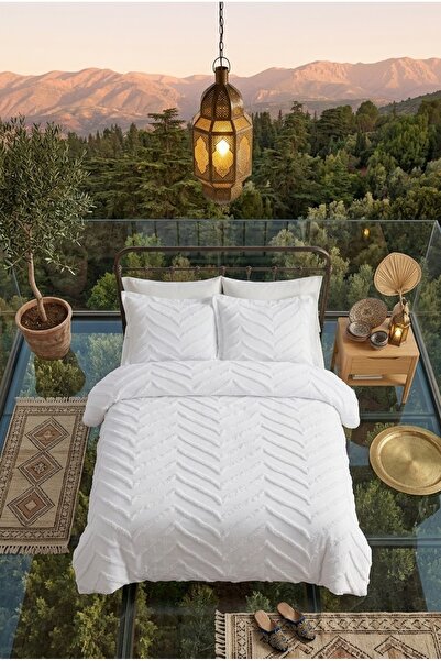 ARSEM EV TEKSTİL Cuvertură de pat dublă Milano Ecru 240 X 240 cm și 2 perne