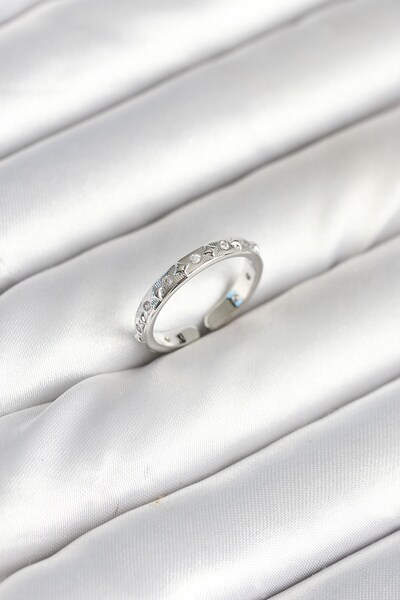 Inure Jewelry Brass Silver Color Zircon Stone Women's Ring