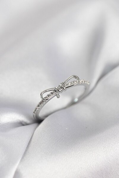 Inure Jewelry Bow Model Zircon Stone Silver Color Women's Ring