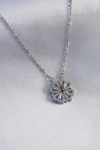 Inure Jewelry 316L Steel Silver Color Open Clover Model Women's Necklace