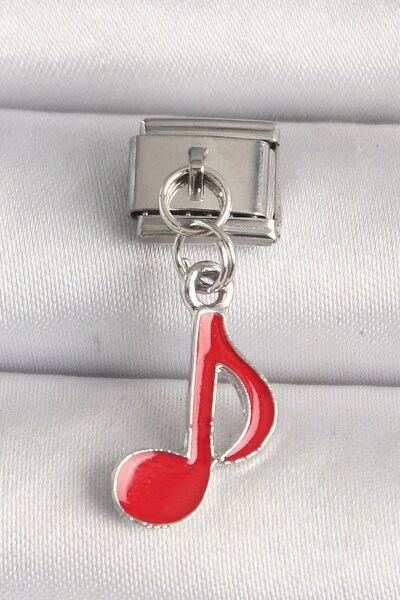 Inure Jewelry 316L Steel Silver Color Red Music Note Model Nomination Charm