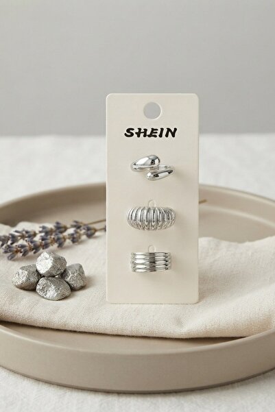Inure Jewelry Silver Color Brass 3-Piece Vintage Women's Ring Combination Byk...