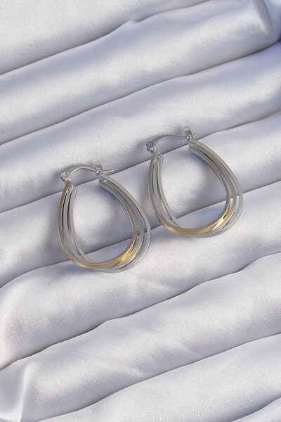 Inure Jewelry Brass Gold Silver Colored Oval Multiple Look Earrings