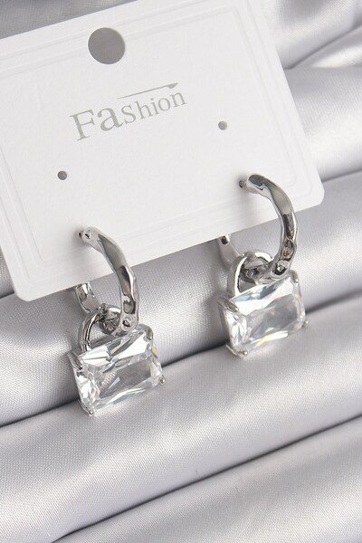 Inure Jewelry Brass Silver Color Dangle Zircon Stone Bag Model Women's Earrings