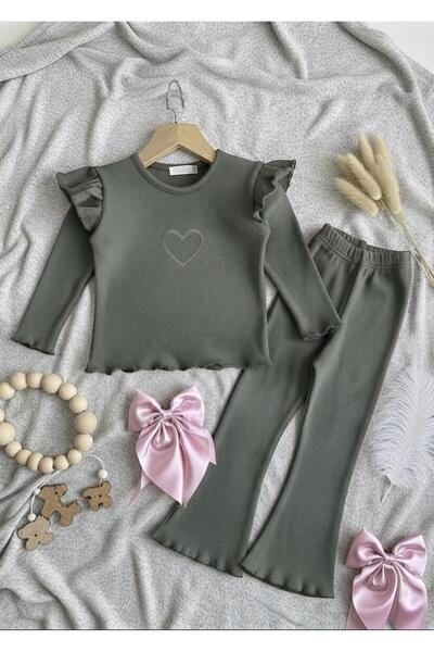 Patriko Girls' Fall Cotton Crochet Blouse and Pants Set 3-8 Years