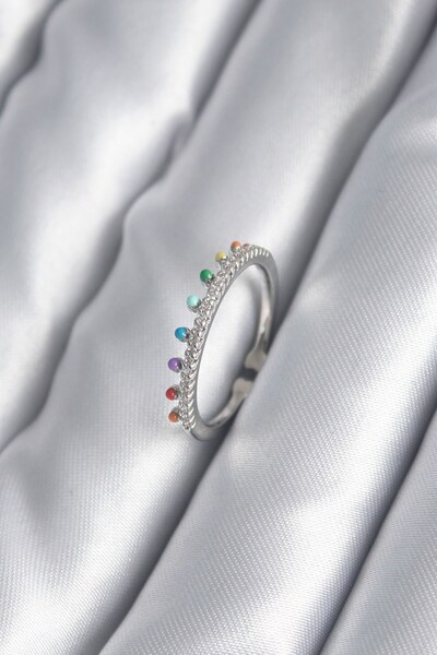 Inure Jewelry Brass Silver Color Zircon Stone Detail Women's Ring