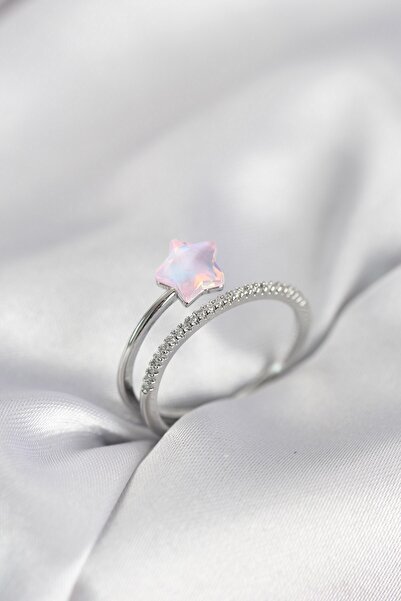 Inure Jewelry Silver Color Zircon Stone Pink Halley Model Women's Ring