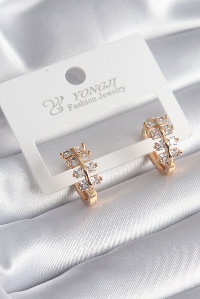 Inure Jewelry Brass Gold Color Zircon Stone Women's Earrings
