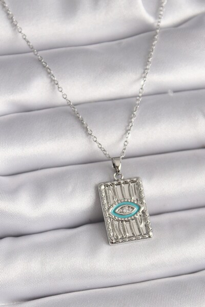 Inure Jewelry 316L Steel Silver Color Chain Eye Embroidered Locket Model Wome...