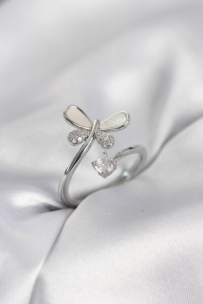 Inure Jewelry Silver Color Dragonfly Model Zircon Stone Women's Ring