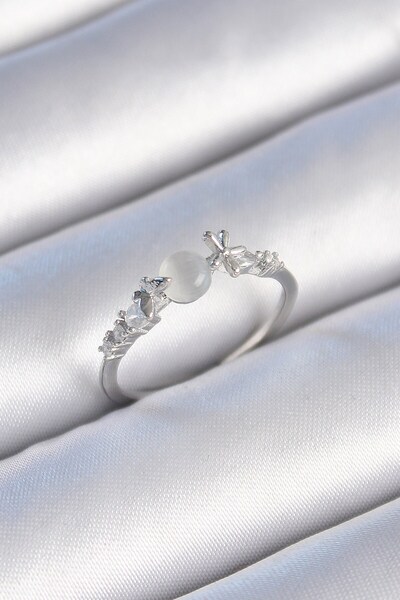 Inure Jewelry Brass Silver Color Zircon Stone White Enamel Butterfly Detail W...