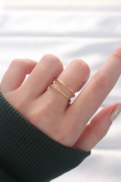 Inure Jewelry 2-Piece Looking Waterway Design Gold Color Adjustable Ring