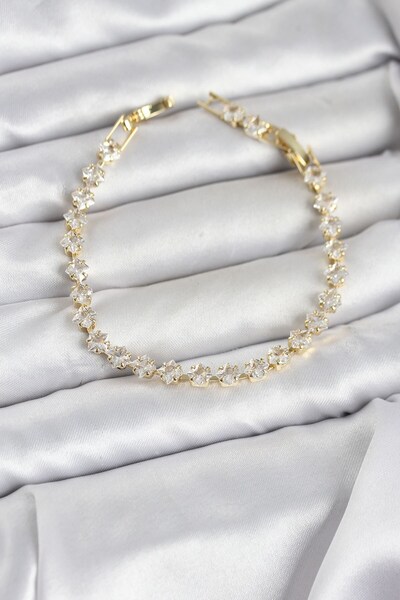 Inure Jewelry Square Zircon Stone Gold Color Brass Waterway Women's Bracelet