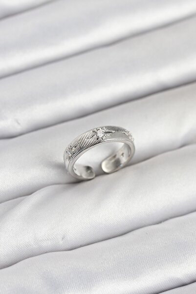 Inure Jewelry Brass Silver Color Zircon Stone Polar Star Model Women's Ring