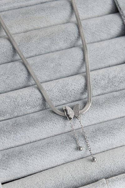Inure Jewelry 316L Steel Silver Color Italian Chain Model Silvery Butterfly F...