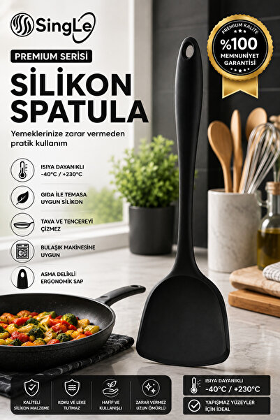 Single ( 1 Adet ) Sert Silikon Isıya Dayanıklı Yanmaz Yapışmaz Spatula