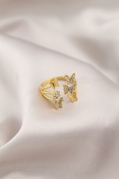 Inure Jewelry Gold Color Metal Butterfly Model Women's Ring