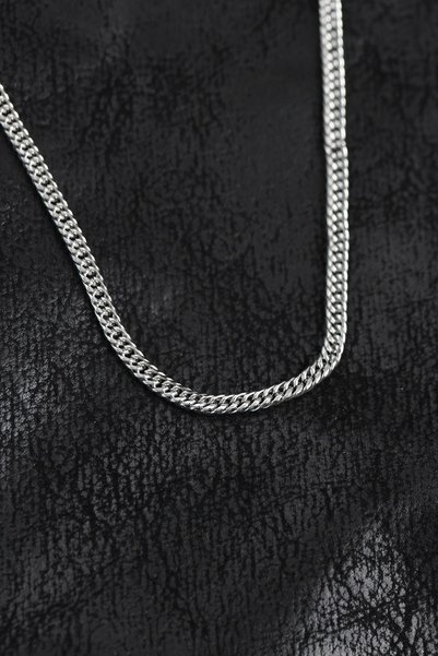 Inure Jewelry 316L Steel Curb Model Chain Silver Color Men's Necklace