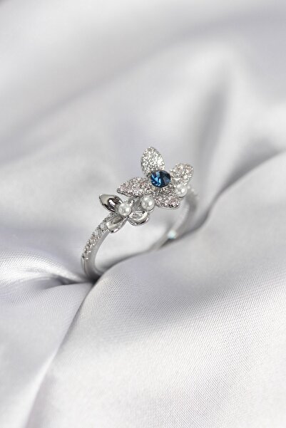 Inure Jewelry Silver Color Flower Model Zircon Stone Women's Ring