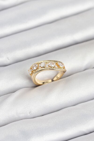 Inure Jewelry Brass Gold Color Zircon Stone Women's Ring