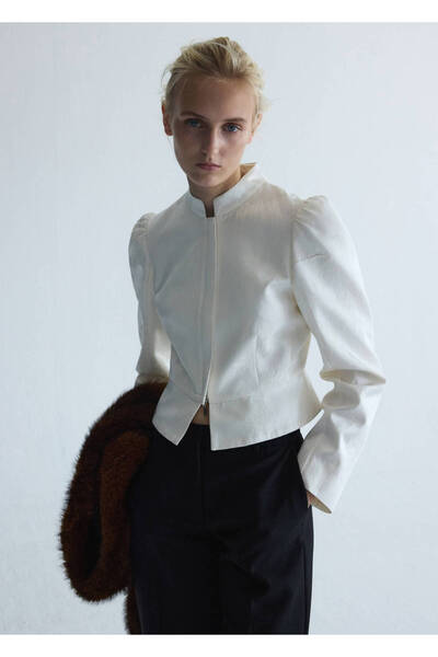 MANGO Woman Band-collar jacquard jacket