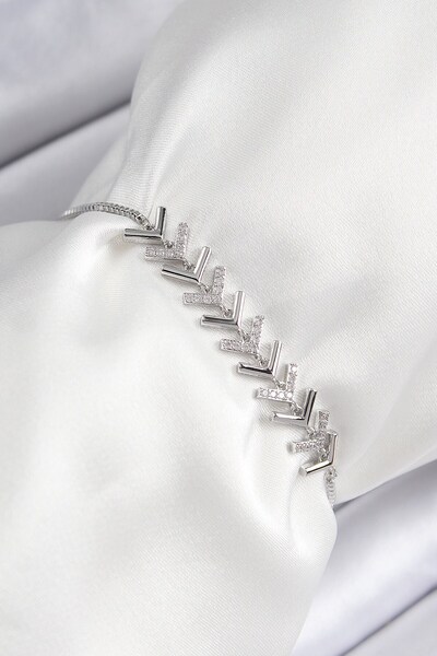 Inure Jewelry Brass Zircon Stone Row Arrow Model Silver Color Elevator Women'...
