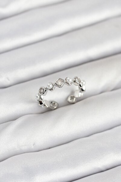 Inure Jewelry Brass Silver Color Zircon Stone Pearl Women Ring