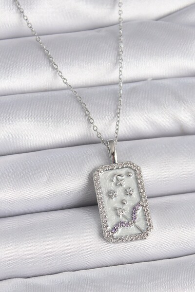 Inure Jewelry 316L Steel Silver Color Chain Sagittarius Zodiac Sign Zircon St...