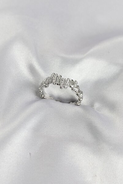 Inure Jewelry Silver Color Brass Rhythm Model Zircon Stone Women's Ring