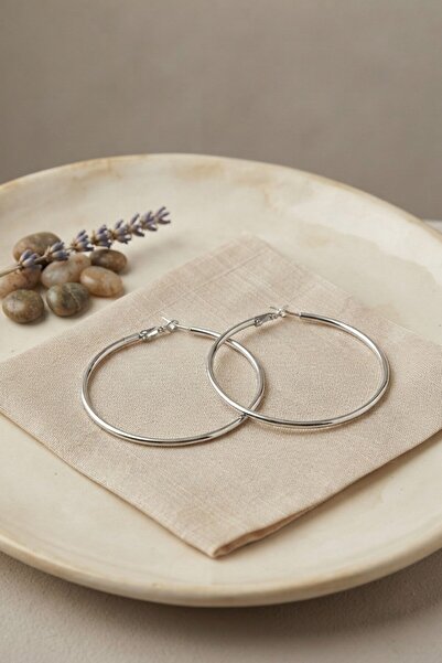 Inure Jewelry 316L Steel Silver Color 46 mm Hoop Earrings
