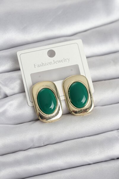 Inure Jewelry Green Color Square Model Vintage Women's Earrings