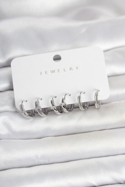 Inure Jewelry Brass Silver Color Ring Women's Earring Set