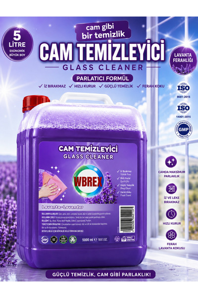 WBREX Profesyonel Cam Temizleyici 5 Lt Lavanta Kokulu Ekonomik Boy